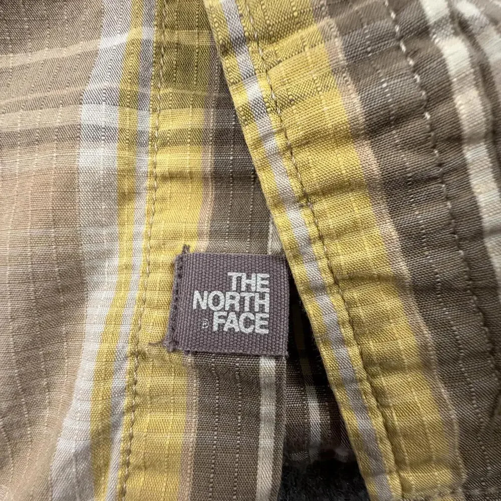 The North Face Mens Plaid Button Up Shirt Large Beige Yellow‎ Brown Cotton 1180